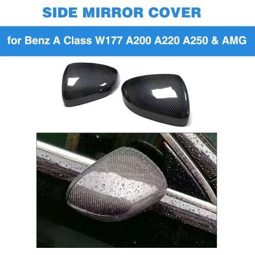 Carbon Fiber Rearview Mirror Cover Cap Trim for Mercedes Benz A Class W177 2019 Auto Car Side mirror cover only LHD