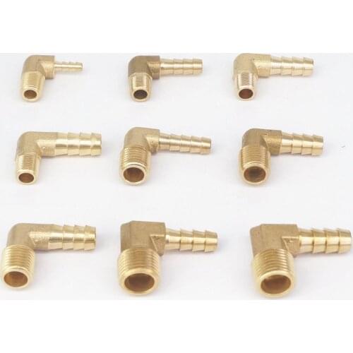 1/8" 1/4" 3/8" NPT Male x 3/16" 5/16" Hose Barbed Tail Elbow Brass Fuel Fittings Connectors Adapters 229 PSI
