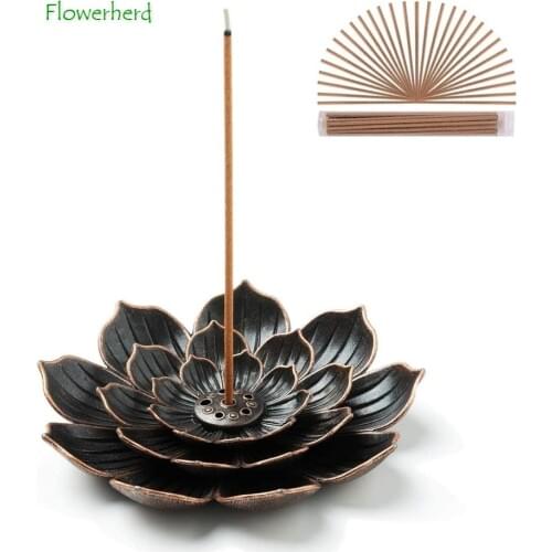 Brass Lotus Incense Holder Incense Sticks Burner, Incense Ash Catcher Incense Burner Holder Zen Decor