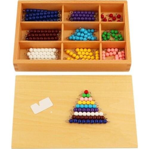 Montessori Mathematics Material 1-9 Beads Bar in Wooden Box Early Preschool Toy