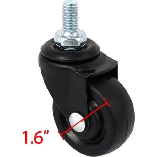 40mm Diameter M8 Thread Rubber Furniture Caster Wheel Roller 360 Swivel Trolley Cart Wheel