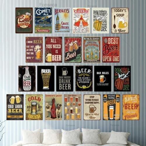 Plaque Sign Pub Tin Sign Wall Decor Man Cave Retro Metal Posters Beer Metal Vintage for Bar Pub Club