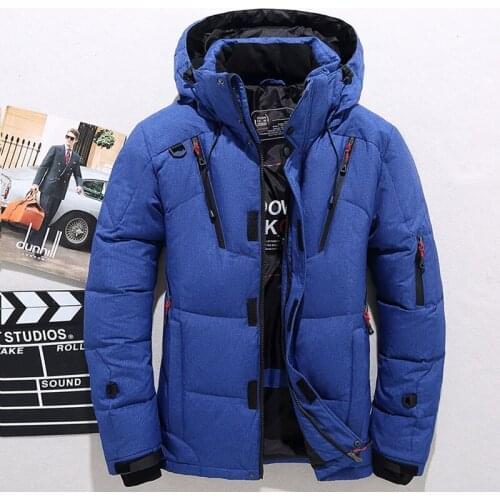 Mens White Duck Down Jacket Warm Hooded Thick Puffer Jacket Coat Male Casual High Quality Overcoat Thermal Winter Parka Men