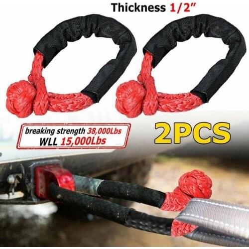 2pcs Soft Eyebolt Synthetic Rope 38000 Pounds Traction Off-road Traction Belt Synthetic Rope Pull For Car Flexible Recovery C9Q8