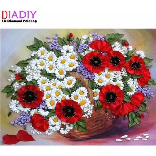 DIY 5D diamond painting cross stitch kit beautiful flower mosaic art painting rhinestone embroidery decorative painting
