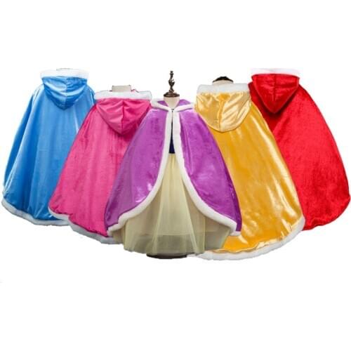 Girls Cloak Costume Halloween Party Prom Hooded Winter Shawl Solid Robe Cape Girl Jackets Kids Dress Outerwear Coats Fashionable