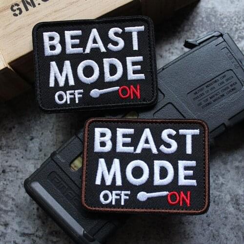 BEAST MODE OFF ON SIGN PATCH 3D Embroidery Military Tactical Badge Decorative Stickers For Clothing Backpack Vest DIY