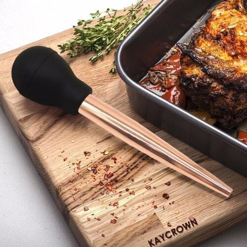 Stainless Steel Chicken Turkey Baster Meat Syringe Marinade Injector Including Needle And Extra Brush BBQ Kitchen Assessoies