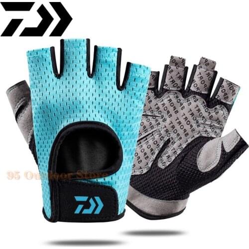 2021 New Daiwa Outdoor 5 Fingers Cut Fishing Gloves Waterproof Fishing Accessories Carp Fishing Accessories Pesca