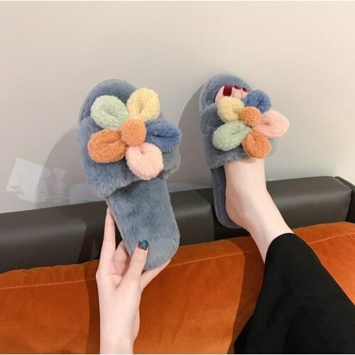 2021 spring new couple home floor cotton slippers home non-slip fur slippers ladies plus size slippers