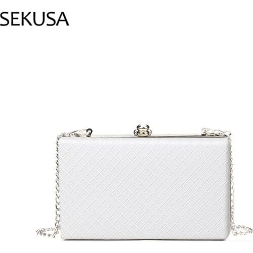 New Fashion Women Small Day Clutch White Color Pu Lady Causal Evening Bags Shoulde Messenger Handbags