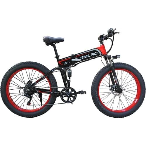 New Folding Electric Bike 1000W Upgraded Snowmobile 48V 14Ah Electric Mountain Bicycle for Adults Men Electric Bikes Ebikes