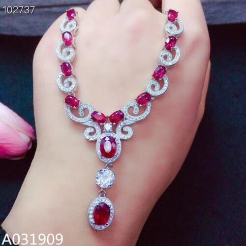KJJEAXCMY boutique jewelry 925 sterling silver inlaid Natural ruby gemstone female necklace pendant support detection luxurious