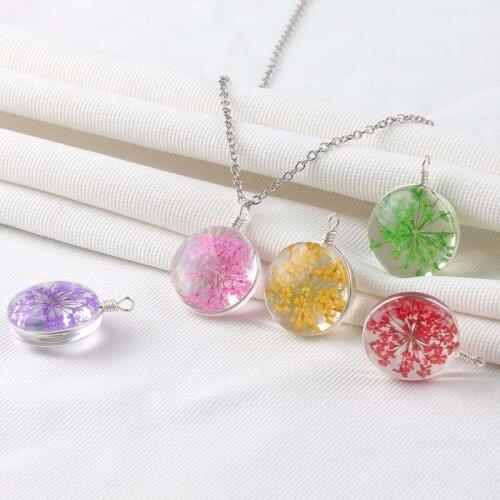 New Dried Flower Glass Ball Women Necklace Pendant Link Chain Necklace For Women Choker Fashion Jewelry Gift