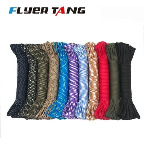 4MM 100FT (5-31M)Camouflage Paracord 550 Parachute Cord Lanyard Mil Spec Type III 7 Strand Camping Survival Equipment Tents Rop