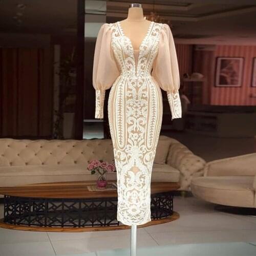 YIDINGZS Long Sleeve Dress White Sequin Evening Dress Elegant Vneck Party Long Prom Dress