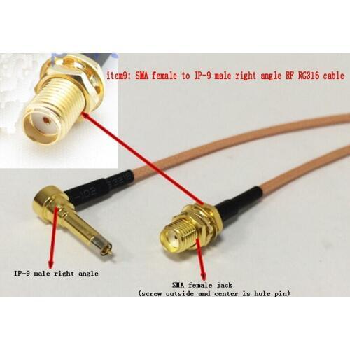 Wholesale Fast Ship 50CM 20" Adapter SMA Female Jack Connector Switch MS156 IP-9 Right Angle Convertor RF RG316 coaxial cable