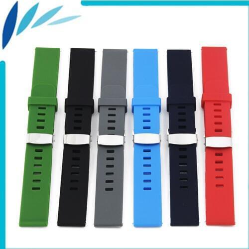 Silicone Rubber Watch Band 18mm 20mm 22mm for Jacques Lemans Hidden Clasp Strap Quick Release Wrist Loop Belt Bracelet Black