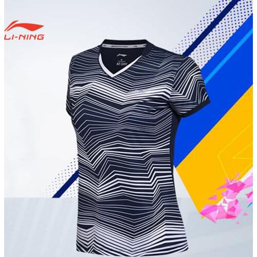 LINING Spring Summer Women T-shirt Black V-Neck Short lining Quick Dry Workout Running Shirt Compression Fitness Tops AAYM058
