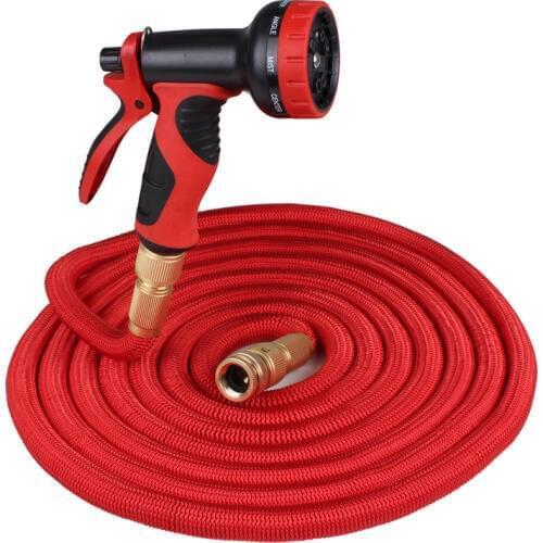 Garden Hose Lightweight Durable Flexible Water Hose with 3/4 Nozzle Solid Brass Connector and High Pressure Water Spray Nozzle E