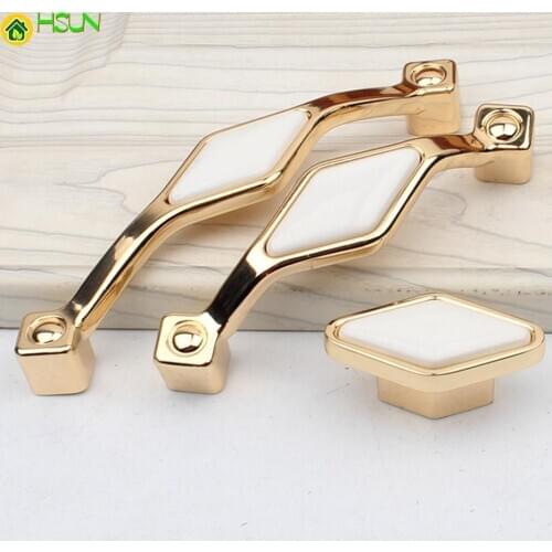 Chic Ceramic Drawer Handles Dresser Pulls High Quality Cupboard Knobs Handle Gold Cabinet Kitchen Handle Ffurniture Hardware
