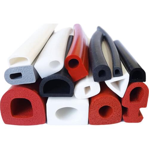 Silicone Rubber Foam D Strip Heat Insulation Sponge Bar Blue Black Red Gray