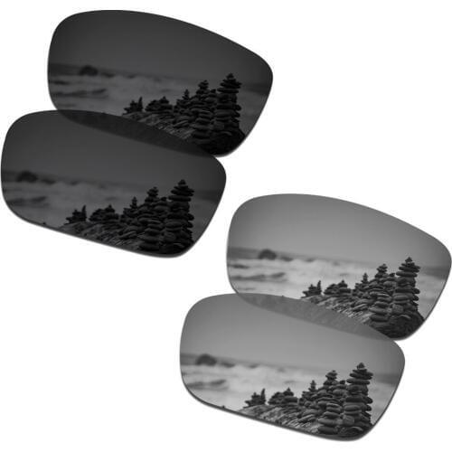 SmartVLT 2 Pairs Polarized Sunglasses Replacement Lenses for Oakley Drop Point Stealth Black and Silver Titanium