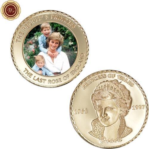 WR UK Festival Souvenir Coin Home Decorative Princess Diana 24k Gold Coins Metal Crafts Collectible Gift Coin Worth Collection