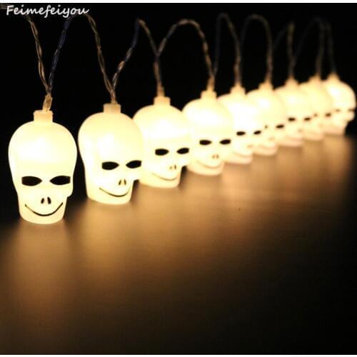 Feimefeiyou 10/20 LED Skull Light String USB Power Halloween DIY Living Room Garden Fairy Lights String Decoration