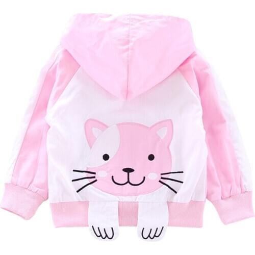 Baby Toddler Girl Hoodies Clothes Baby Girl Outerwear Cartoon Cat Print Casual Zipper Sweatshirt Kids Coat Outfits121