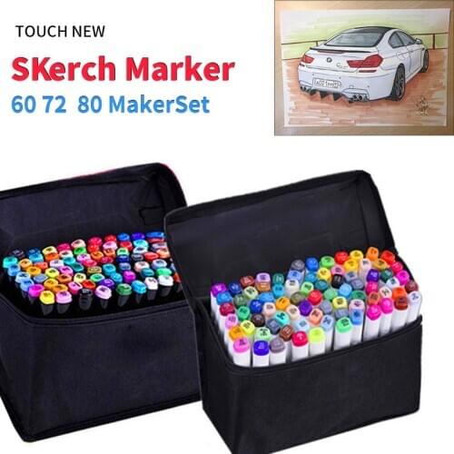 TOUCHNEW 80 Color Fabric Marker Pen Oil Based Paint Pens Set Sketch Art Markers Dual Headed Art Pens Painting Drawing Supplies