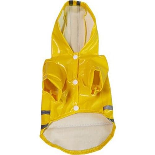Outdoor Puppy Pet Rain Coat Hoody Waterproof Jackets PU Raincoat With Reflective Lines Safety Jacket