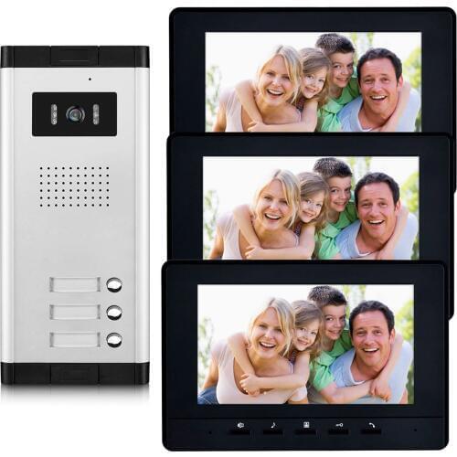 2 - 4 Units Apartment Video Intercom System 7 Inch Monitor Video Door Phone Intercom System Wired Home Video Doorbell kit