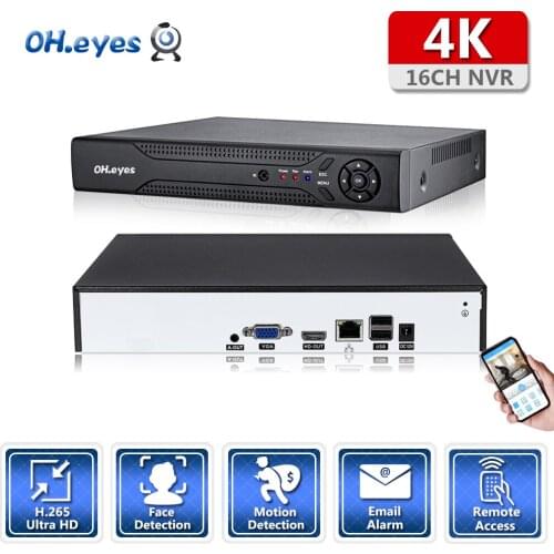 H.265 ONVIF CCTV Face Detection NVR 16CH 8MP Network Video Recorder Face Detection Xmeye Cloud Max 4K Video Output P2P
