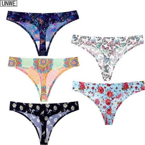 EU XS-XL Bohemia Seamless Panties Woman Sexy Floral Thong Lady Sports Cute T-back G-string Underwear