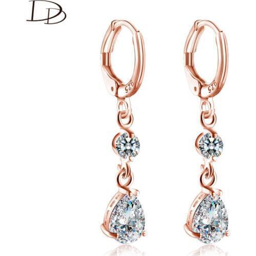 DODO Rose Gold Color Long Drop Earrings For Women Elegant Wedding Waterdrop AAA Zircon Jewelry Fashion Party Brincos Bijoux E184