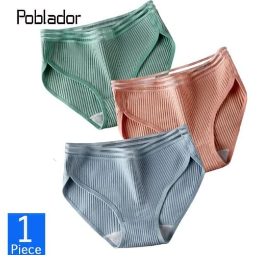 Poblador Sexy Hollow Striped Womens Cotton Panties Low Waist Soft Skin-Friendly Female Briefs Comfort Breathable Lady Lingerie
