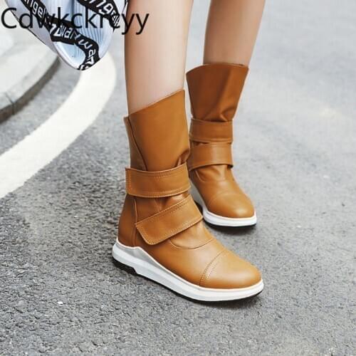 Winter The New fashion Round head Increase within Martin boots student Leisure Plus velvet Keep warm High heel Women boots 34-43