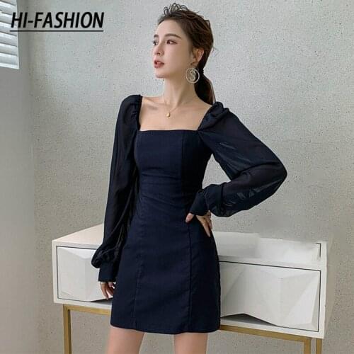 Ladies OL Fashion Party Club Korean Vestidos 2021 Autumn Women Mini Dress Solid Long Sleeve Slim Elegant Bodycon Dress