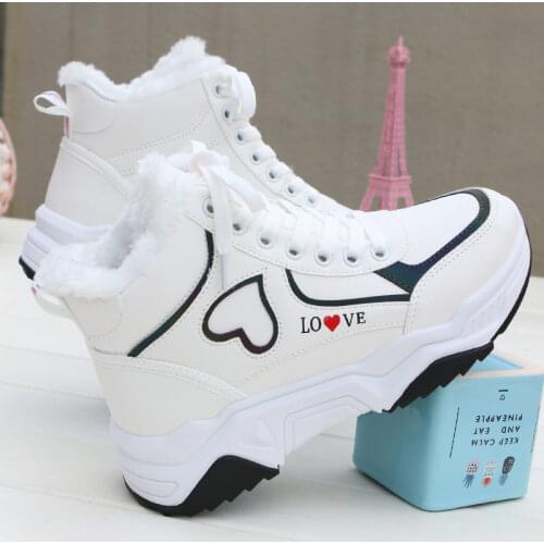 Winter Women High Top Sneakers 2020 New Love Womens Plush Velvet Warm Casual Shoes Female Platform Sport Shoes