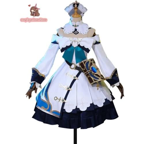 Genshin Impact Barbara Women Lovely Lolita Dress Costume for Halloween Christmas Costume