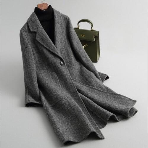 YOLANFAIRY Autumn Winter Double Sided Cashmere Coat Women Long Warm Plaid Wool Jackets Top Quality Abrigo Ydda01a MF645