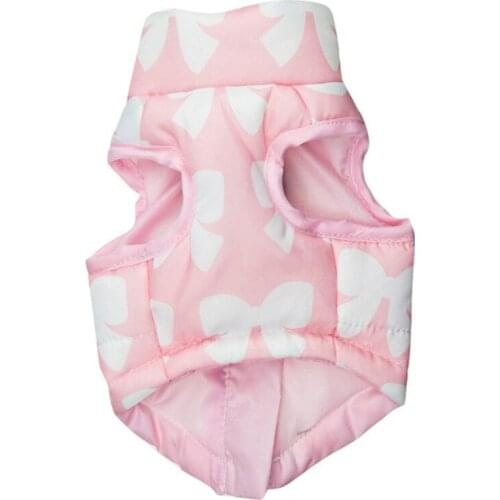 Pet Winter Coat Dog Clothes Warm Padded Bowknot Pattern Jackets Sleeveless Vest Cotton Windproof Harness Soft Clothing Hot Sale