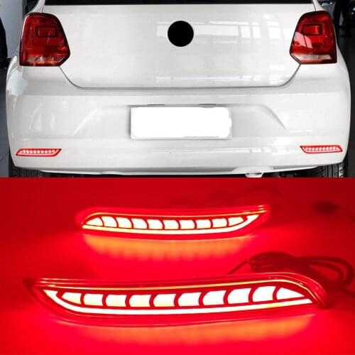 1Pair LED Reflector light For Volkswagen VW Polo 2014 2015 2016 2017 2018 Rear Fog Lamp Bumper Light Brake Light Turn Signal
