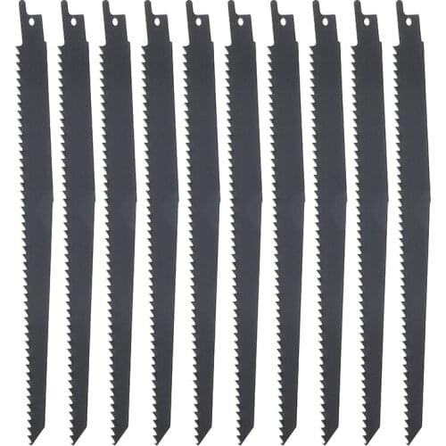 10pcs 1/2'' Jig Saber Saw Blades HCS Black Reciprocating Saw Blades Cutters For Garden Tool Wood Plastic Electric Saw Parts