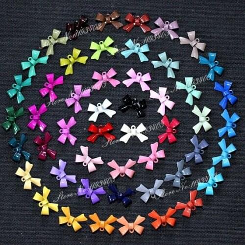 Wholesale 100PCS Mix RAINBOW bowknot Colored Enameled Bow Charm Pendant Connector 11mm x 16mm( No1-18)