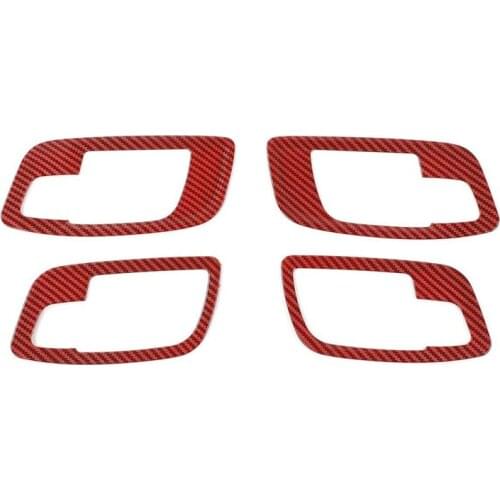 For Dodge Charger 2011-2021 Car Inner Door Handle Bowl Cover Trim Decoration Frame Accessories, Red Carbon Fiber, 4PCS