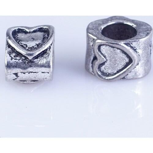 40pcs Tibetan Silver Metal DIY beads big hole round beads fit for style European Bracelets