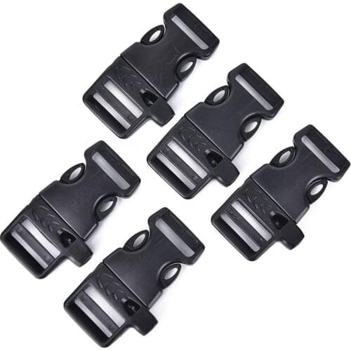 5pcs Emergency Contoured Survival Whistle Buckles Plastic Curved Side Release Buckles For Bracelet/ Backpack