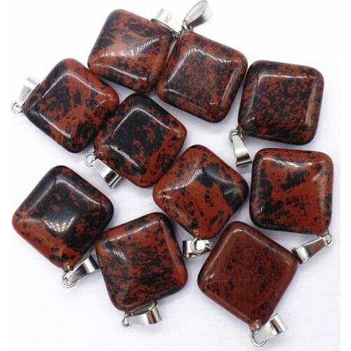 50Pcs 25x6mm Wholesale Natural Black&Brown Mahogany Obsidian Diamond Pendant Bead DIY Earrings Jewelry Accessories S610